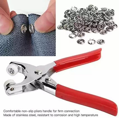 Tich Button Machine Plier Metal Body with 50 Buttons