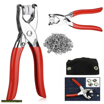 Tich Button Machine Plier Metal Body with 50 Buttons