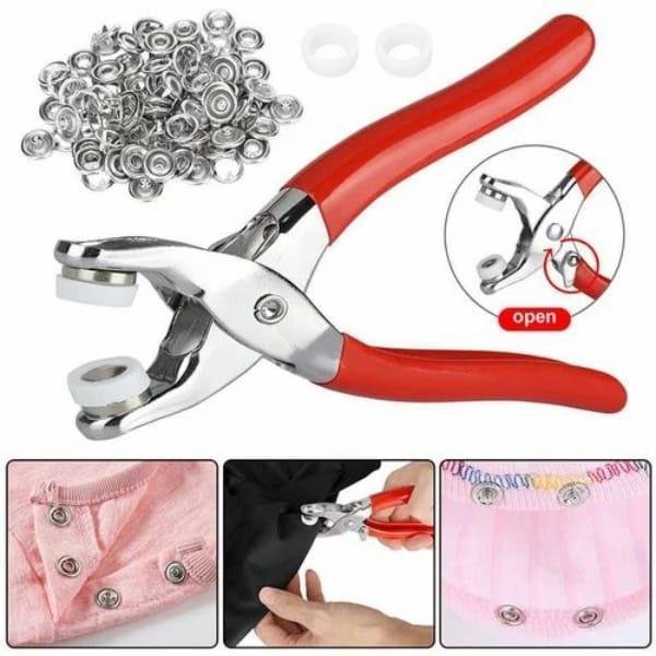 Tich Button Machine Plier Metal Body with 50 Buttons