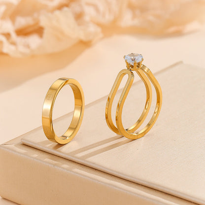 BuytheBliss® Elegant Golden Dou Halo Ring