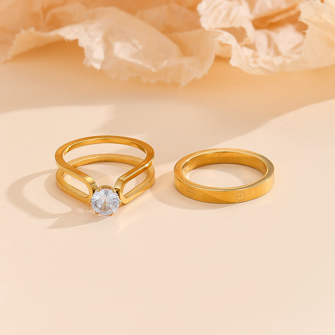 BuytheBliss® Elegant Golden Dou Halo Ring