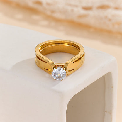 BuytheBliss® Elegant Golden Dou Halo Ring