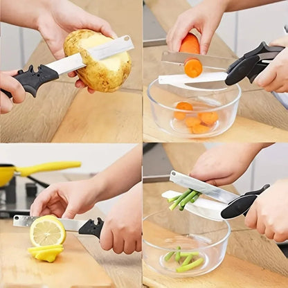 BuytheBliss®2 in 1 Salad Chopper Vegetable Cutter with Built-in Cutting Board Food Cutter Kitchen Scissors Cut Vegetables Cut Fruits