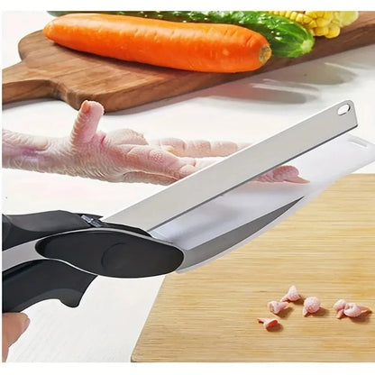 BuytheBliss®2 in 1 Salad Chopper Vegetable Cutter with Built-in Cutting Board Food Cutter Kitchen Scissors Cut Vegetables Cut Fruits