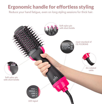 BuytheBliss® Hot Air Brush Multi-Function HairDryer Straightener Curler CombOne Step Professional Salon Hai..