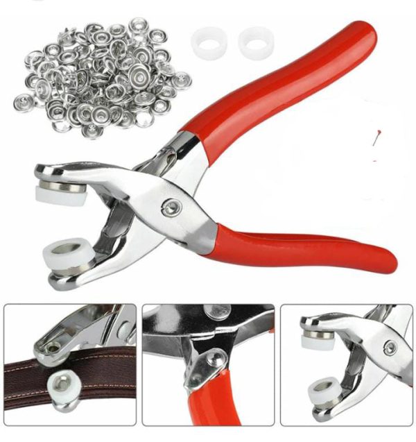 Tich Button Machine Plier Metal Body with 50 Buttons