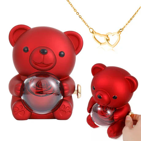 BuytheBliss®  Eternal Rose Bear with Engraved Pendant