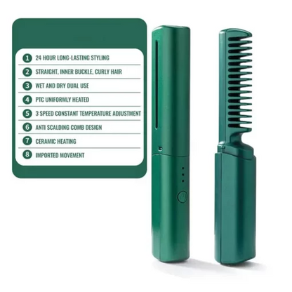 BuytheBliss®Travel Comb Cordless Rechargeable Hair Straightener