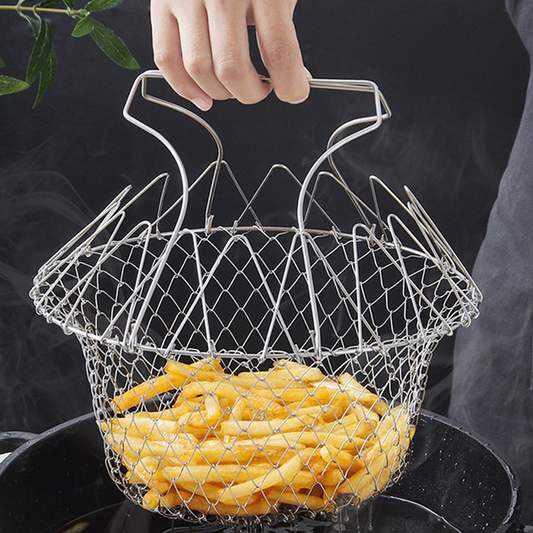 BuytheBliss® Multipurpose Foldable Stainless Steel Fry Basket