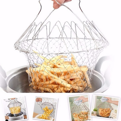 BuytheBliss® Multipurpose Foldable Stainless Steel Fry Basket