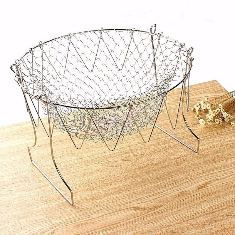 BuytheBliss® Multipurpose Foldable Stainless Steel Fry Basket